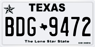 TX license plate BDG9472