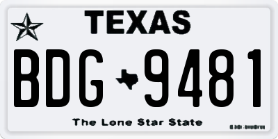 TX license plate BDG9481