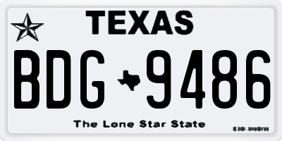 TX license plate BDG9486