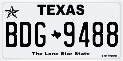 TX license plate BDG9488