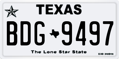 TX license plate BDG9497