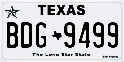 TX license plate BDG9499