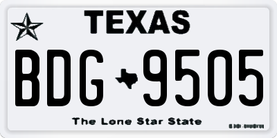TX license plate BDG9505
