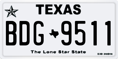 TX license plate BDG9511