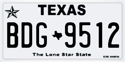 TX license plate BDG9512