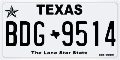 TX license plate BDG9514