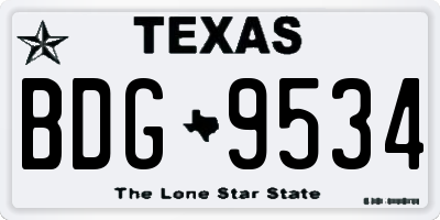 TX license plate BDG9534