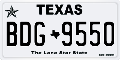 TX license plate BDG9550