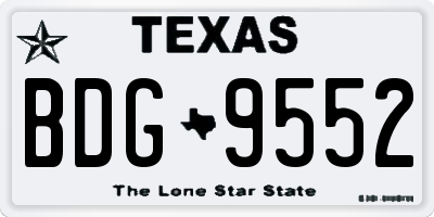 TX license plate BDG9552