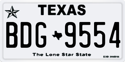 TX license plate BDG9554