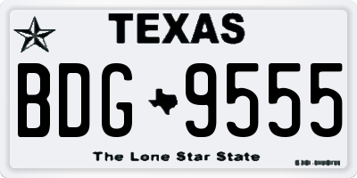 TX license plate BDG9555