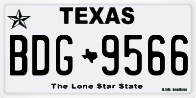 TX license plate BDG9566