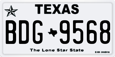 TX license plate BDG9568