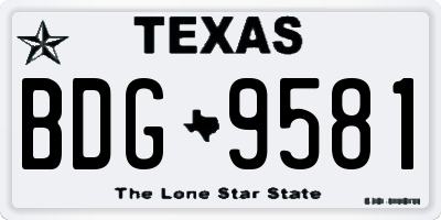 TX license plate BDG9581