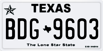 TX license plate BDG9603