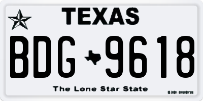 TX license plate BDG9618
