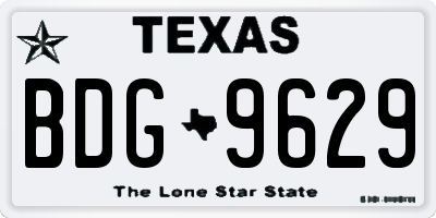 TX license plate BDG9629
