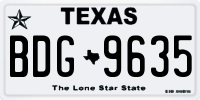 TX license plate BDG9635