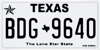 TX license plate BDG9640