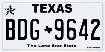 TX license plate BDG9642