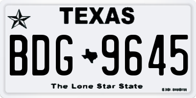TX license plate BDG9645