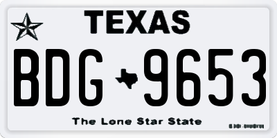 TX license plate BDG9653