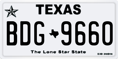 TX license plate BDG9660