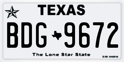 TX license plate BDG9672