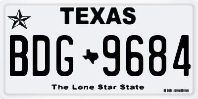 TX license plate BDG9684