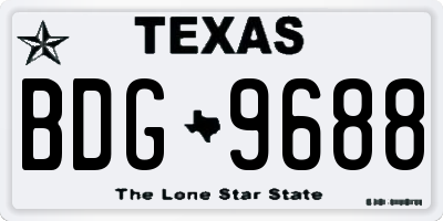 TX license plate BDG9688