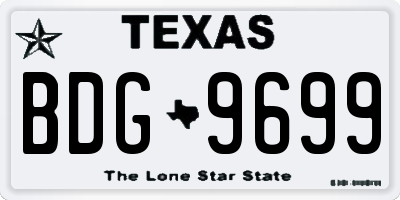 TX license plate BDG9699