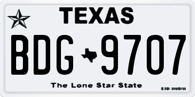 TX license plate BDG9707