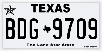 TX license plate BDG9709