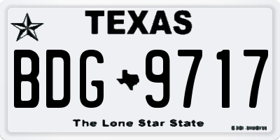 TX license plate BDG9717