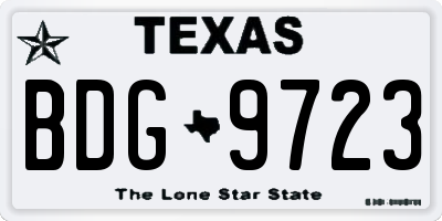 TX license plate BDG9723