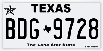 TX license plate BDG9728