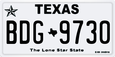 TX license plate BDG9730