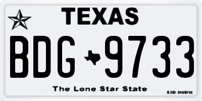 TX license plate BDG9733