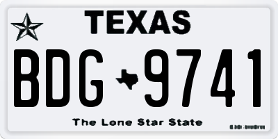 TX license plate BDG9741