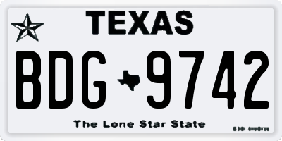 TX license plate BDG9742