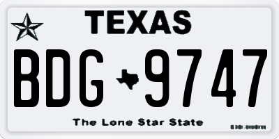 TX license plate BDG9747