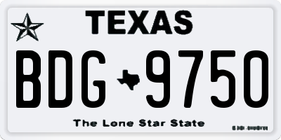 TX license plate BDG9750