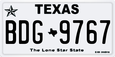 TX license plate BDG9767