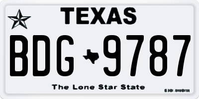 TX license plate BDG9787