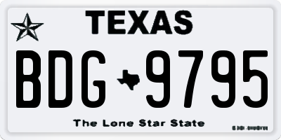 TX license plate BDG9795