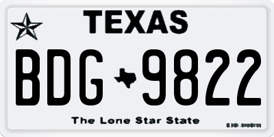 TX license plate BDG9822
