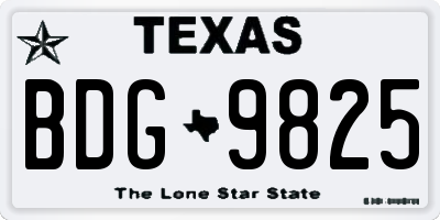 TX license plate BDG9825