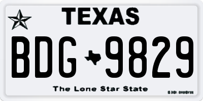 TX license plate BDG9829