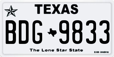 TX license plate BDG9833