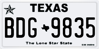 TX license plate BDG9835